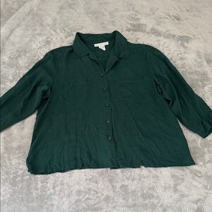 Anna And Frank Forest Green Button-Down Silk Shirt